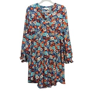 UMGEE USA FLORAL MULTICOLORED MINI FLOWY BOXY DRESS SIZE SMALL RUNS Medium